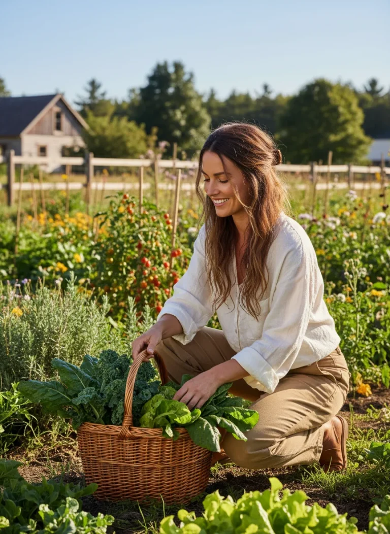 young-woman-enjoying-a-sunny-day-while-harvesting-greens-in-her-garden-showcasing-a-healthy-lifestyle